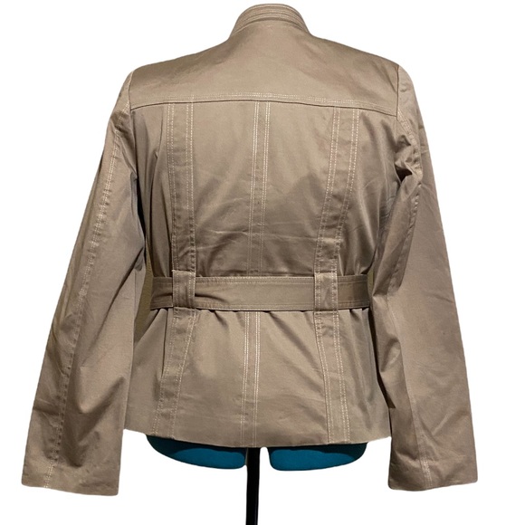 George Safari Jacket Color Stone Khaki with Belt Waist Length Size 12 - Picture 2 of 5